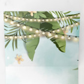 パーム葉ストリングライトフォトコラージュ結婚ズ 三つ折り招待状 (内部最初)