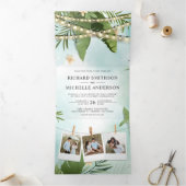 パーム葉ストリングライトフォトコラージュ結婚ズ 三つ折り招待状 (内部)