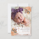 パーム葉ズアジュアガールの写真洗礼ありがとう サンキューカード (正面)