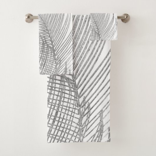 パーム葉ズ銀箔のフィンセラインアート#1 バスタオルセット (インサイチュ)