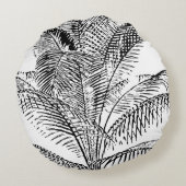 パーム葉ツリー抽象芸術のパターン ラウンドクッション (裏面)