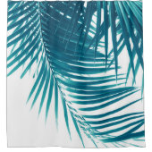 パーム葉ティール(緑がかった色)ブルービベス#1 #tropical #decor シャワーカーテン (正面)