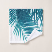 パーム葉ティール(緑がかった色)ブルービベス#1 #tropical #decor バスタオルセット (ウォッシュタオル)