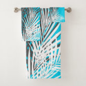 パーム葉ティール(緑がかった色),モダン,グレー,白 バスタオルセット (インサイチュ)
