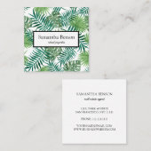 パーム葉トロピカルアイランドグリーン&ホワイトスクエア スクエア名刺 (正面/裏面)