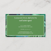 パーム葉トロピカルアイランドグリーン&ホワイトスクエア 名刺 (裏面)