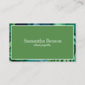 パーム葉トロピカルアイランドグリーン&ホワイトスクエア 名刺 (正面)