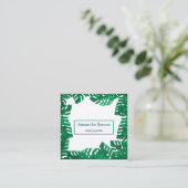 パーム葉トロピカルアイランドグリーン&ホワイトスクエアB スクエア名刺 (スタンド正面)