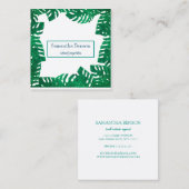 パーム葉トロピカルアイランドグリーン&ホワイトスクエアB スクエア名刺 (正面/裏面)