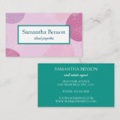 パーム葉トロピカルアイランドグリーン&ホワイトスクエアB 名刺 (正面/裏面)