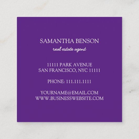 パーム葉トロピカルアイランドグリーン&ホワイトスクエアS スクエア名刺 (裏面)