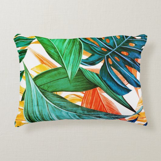 パーム葉トロピカルエキゾチック枕 アクセントクッション (正面)