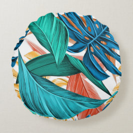 パーム葉トロピカルエキゾチック枕 ラウンドクッション