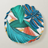 パーム葉トロピカルエキゾチック枕 ラウンドクッション (裏面)