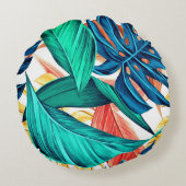 パーム葉トロピカルエキゾチック枕 ラウンドクッション (裏面)