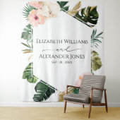 パーム葉ハイビスカスのトロピカル結婚的な背景 タペストリー (インサイチュ)