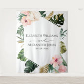 パーム葉ハイビスカスのトロピカル結婚的な背景 タペストリー (正面)