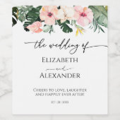 パーム葉ハイビスカスのトロピ結婚カルワインラベル ワインラベル (シングルラベル)