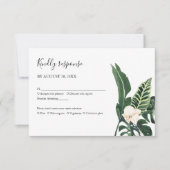 パーム葉ハイビスカストロピカルエレガントウェディングRSVP 出欠カード (正面)