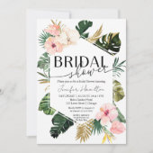 パーム葉ハイビスカス熱帯フローラブライダルシャワー 招待状 (正面)