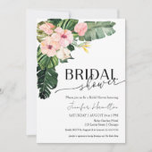 パーム葉ハイビスカス熱帯フローラブライダルシャワー 招待状 (正面)