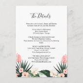 パーム葉ハイビスカス熱帯結婚詳細 エンクロージャーカード (正面)