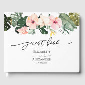 パーム葉ハイビスカス結婚トロピカルズゲストブック ゲストブック (正面)