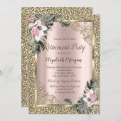 パーム葉バラ、バラ金ゴールド退職 招待状 (正面/裏面)