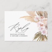 パーム葉パンパスグラス自然ピンク結婚式RSVP エンクロージャーカード (正面)