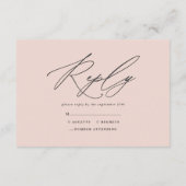 パーム葉パンパスグラス自然ピンク結婚式RSVP エンクロージャーカード (裏面)