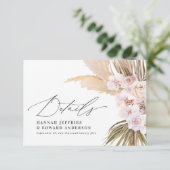 パーム葉パンパスグラス自然ピンク結婚式RSVP c 出欠カード (スタンド正面)