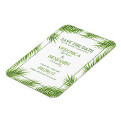 パーム葉ビーチ結婚式熱帯の日付を保存 マグネット (左側)