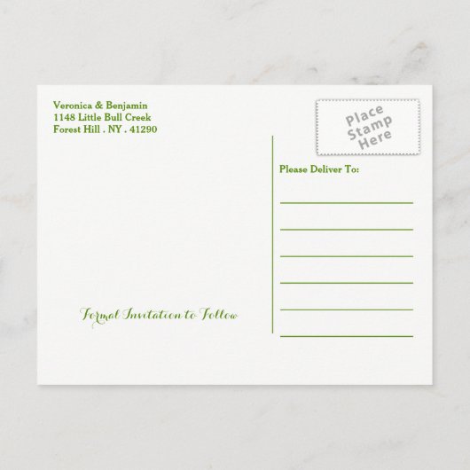 パーム葉ビーチ結婚式熱帯の日付を保存 案内ポストカード (裏面)