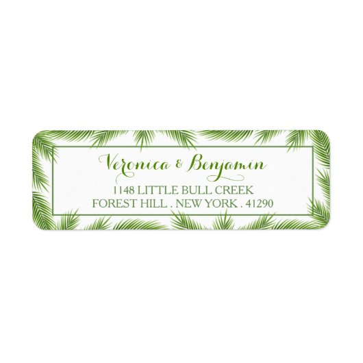 パーム葉ビーチ結婚式 ラベル (正面)