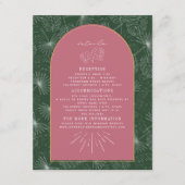 パーム葉ピンクグリーンアー結婚チ詳細 エンクロージャーカード (正面)