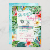 パーム葉フラワーズアイランドバースデーパーティー 招待状 (正面/裏面)