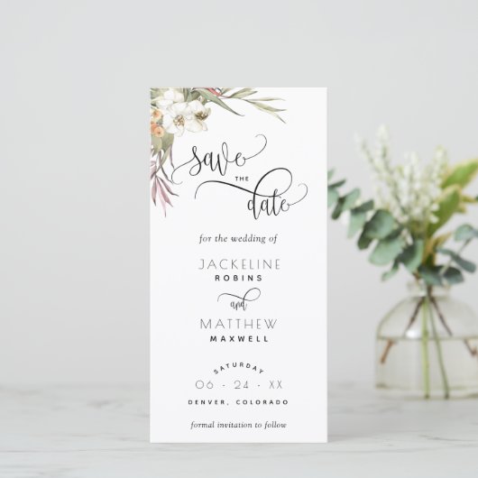 パーム葉フローラウェディング日付ブックマークを保存 (スタンド正面)