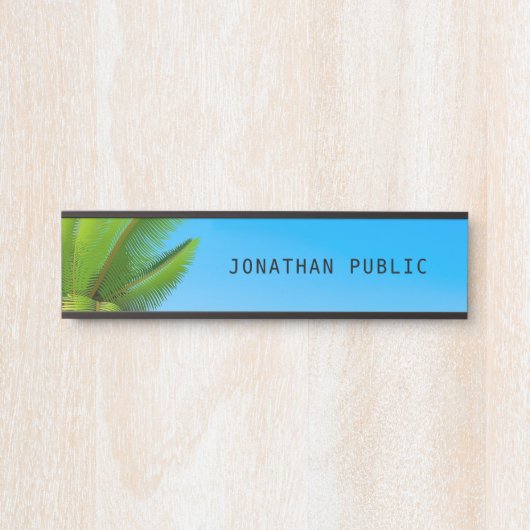 パーム葉ブルースカイモダン自然テンプレート サインプレート (正面)