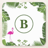 パーム葉モノグラムの紙コースター スクエアペーパーコースター (正面)