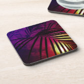 パーム葉夕日モダン熱帯 コースター (左側)