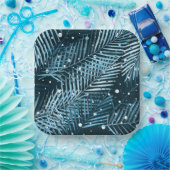 パーム葉水玉模様と青。 ペーパープレート (パーティー)