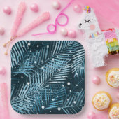 パーム葉水玉模様と青。 ペーパープレート (パーティー)