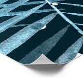 パーム葉水玉模様と青。 ポスター (角)