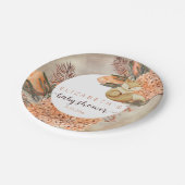 パーム葉紫陽花開花キツネガールベビーシャワー ペーパープレート (アングル)