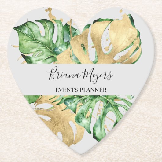 パーム葉金ゴールド熱帯性金ゴールド砂 ペーパーコースター (正面)