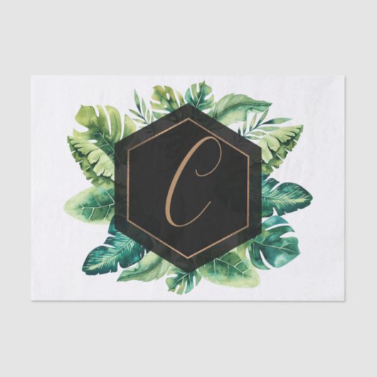 パーム葉金ゴールド白エレガント熱帯夏 薄葉紙 (正面)