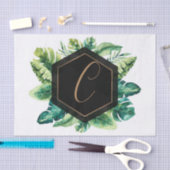 パーム葉金ゴールド白エレガント熱帯夏 薄葉紙 (クラフト)