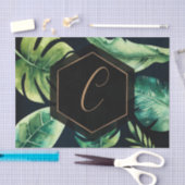 パーム葉金ゴールド黒エレガント熱帯夏 薄葉紙 (クラフト)