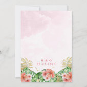 パーム葉金ゴールドPink Data Save the Date 招待状 (裏面)