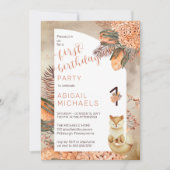 パーム葉 |アジサイキツネ1歳の誕生日パーティーイン 招待状 (正面)